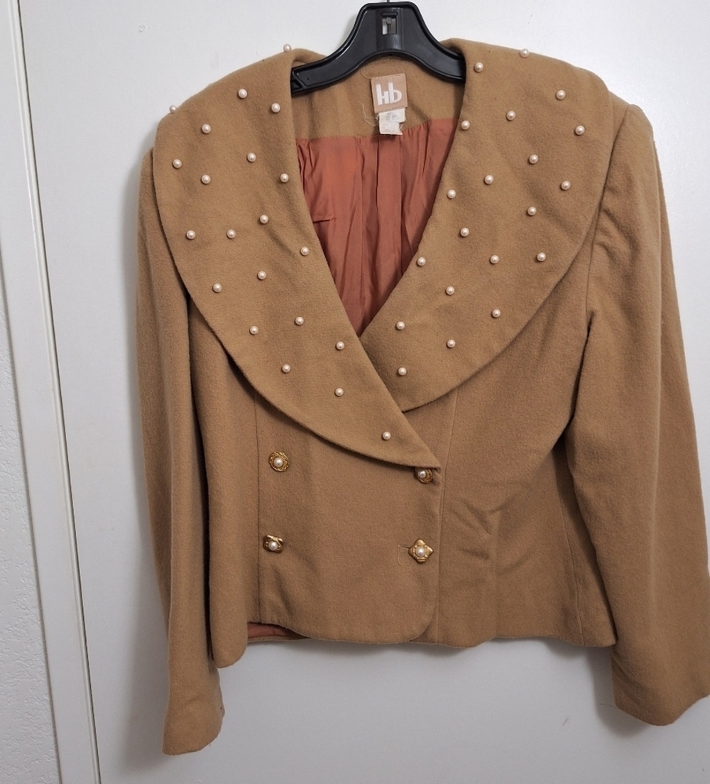 Vintage Novelty Couture Wool and Pearl Beaded Jacket - Picture 4 of 5